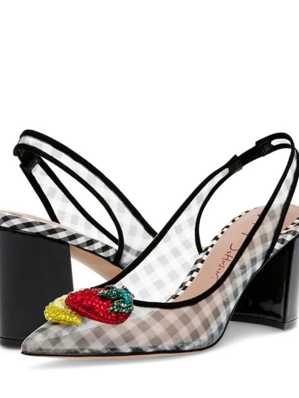 Betsey Johnson Laney Black Fruit Rhinestone Slingback Pumps Women’s Size 6.5 - Picture 10 of 10